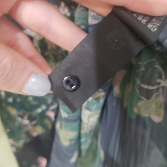 Zara Sheer Black and Green Floral Tunic Size Small - Picture 8 of 13